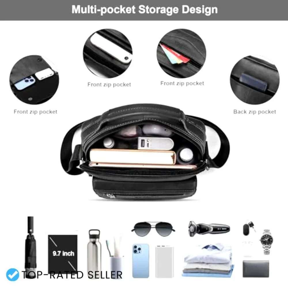 Genuine Leather Messenger Bag Crossbody Satchel Travel Shoulder Bag